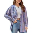 thumbnail image 2 of TEMOFON Hoodies for Women Plaid Shirts Button Down Shacket Jacket Flannel Shirts for Women Blouses Coats Long Sleeve Fall Tops with Pocket Loose Casual Lightweight Size M, 2 of 6