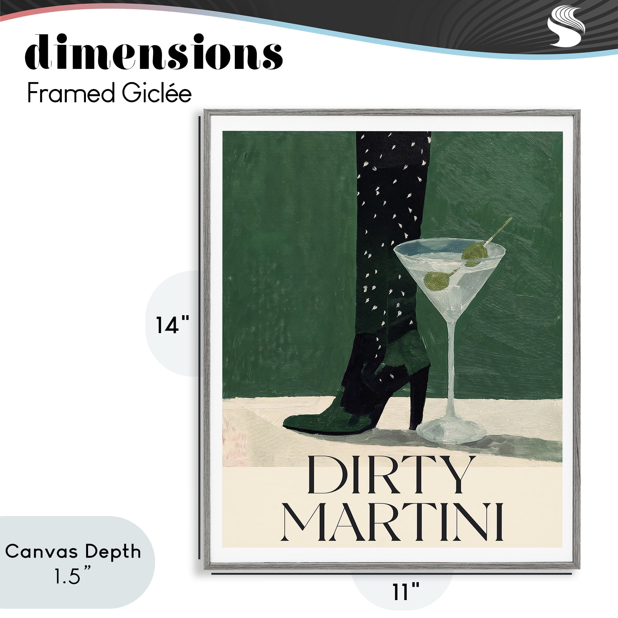Stupell Industries Dirty Martini Stylish Heel Gray Framed Giclee Art, design by Lettered and Lined