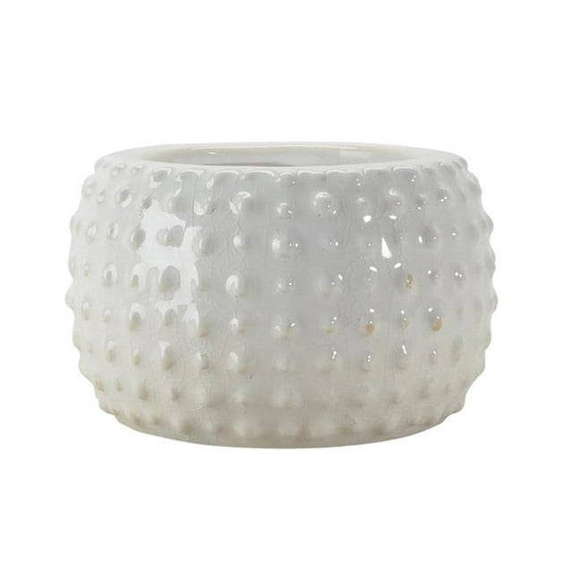 Benzara BM161688 Ceramic Antique Style Hobnail Textured Planter, White