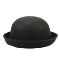 thumbnail image 2 of Voska Versatile Trendy Rolled Brim Round Dome Hat Artificial Wool Fedora Fall Winter Unisex Hat Black, 2 of 8