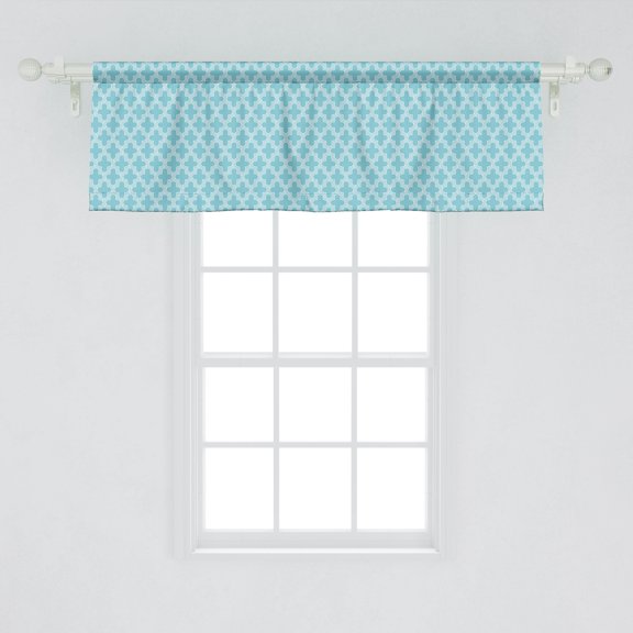 Ambesonne Traditional Valance Pack of 2, Quatrefoil Lattice Art, 54"X18", Pale Blue and White