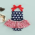 thumbnail image 2 of Bébé Fille 4ème de Juillet Combinaison Volantée Licol Romper Étoiles Stripe Body, 2 of 6