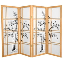 Oriental Furniture 4 ft. Tall Bamboo Tree Shoji Screen - Natural - 4 Panel