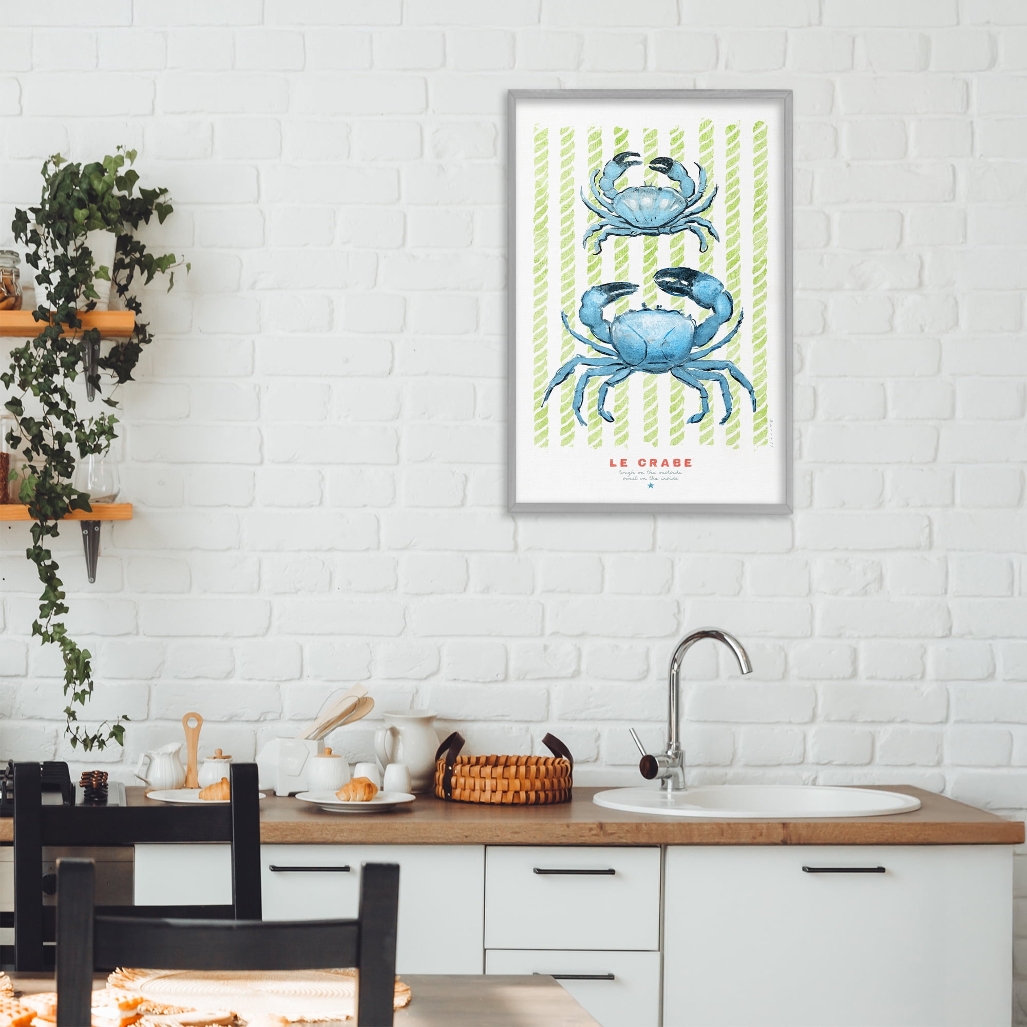 Stupell Industries Modern Bistro Crabs Gray Framed Giclee Art, design by Chad Barrett