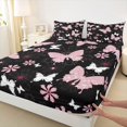 thumbnail image 3 of Feelyou Kawaii Pink Butterfly Full Size Sheets for Teen, Cartoon Cherry Blossoms Bed Sheets, Tribal Mandala Style Sheet Sets, Luxury Bedroom Decor, 4pcs, 3 of 7