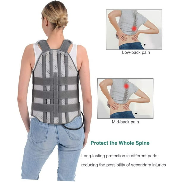 TLSO Thoracolumbar Fixed Spinal Brace, Lightweight & Adjustable Back Brace  for Kyphosis, Osteoporosis, Mild Scoliosis & Post Surgery Support ,  Hunchback with Removable Inflatable Airbag (Small) 