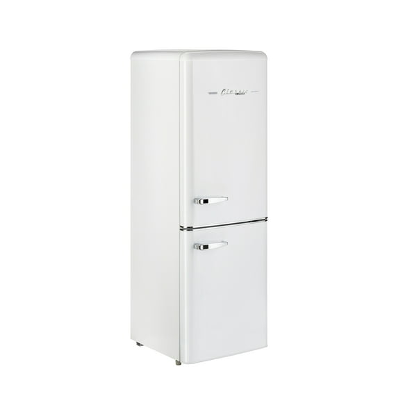 Unique Classic Retro 7 CU. FT. Electric Bottom Freezer Refrigerator with Wine Rack in Marshmallow White
