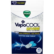 Vicks Vapocool Severe Medicated Sore Throat Drops, Menthol, Winterfrost Flavor, 45 Ct