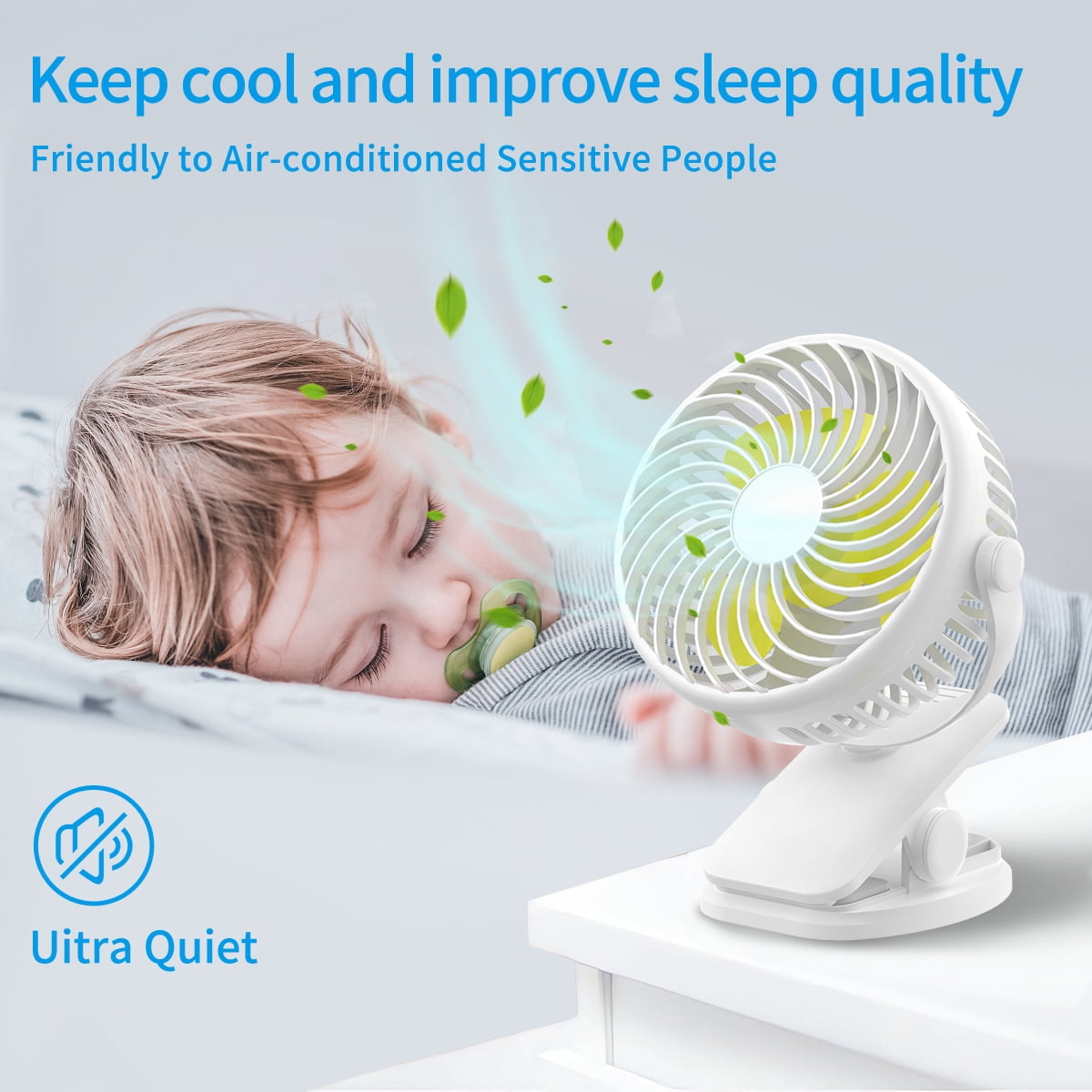 Cshidworld 3-Speed Strong Airflow & Low Noise Clip On USB Fan