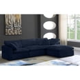 thumbnail image 4 of Meridian Furniture Cozy Navy Velvet Overstuffed Modular Sectional, 4 of 13