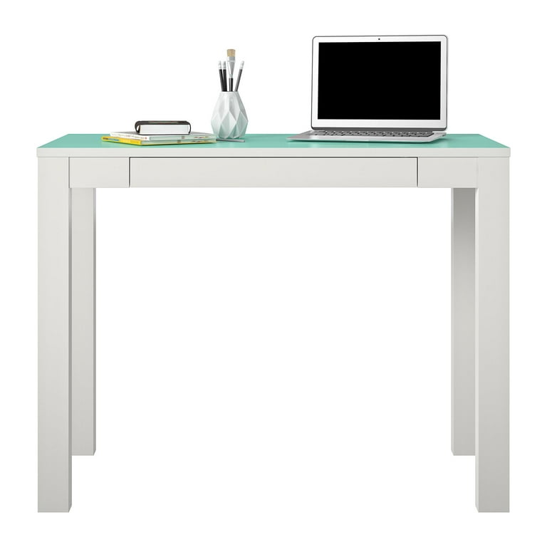 Ameriwood Home Parsons Computer Desk with Drawer White Spearmint