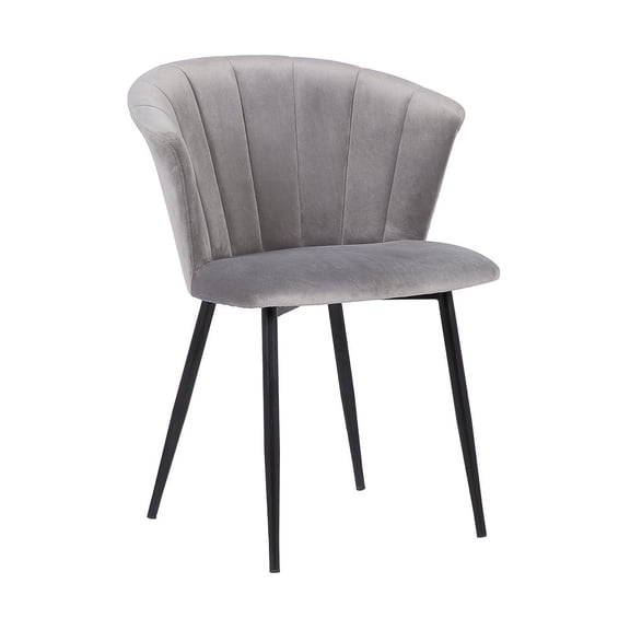 Lulu Contemporary Dining Chair in Black Powder Coated Finish and Grey Velvet