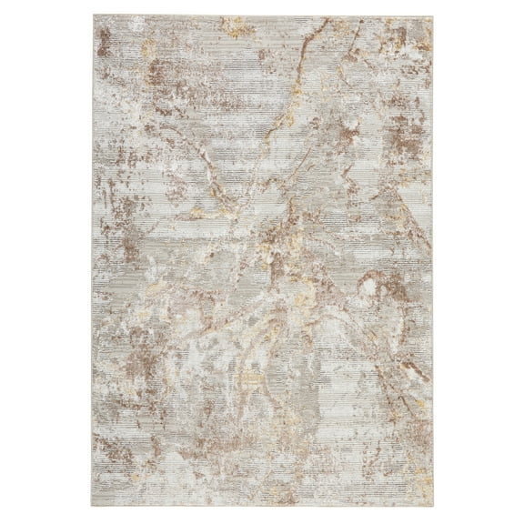 TOWN & COUNTRY LUXE Opaline Bold Marble Area Rug with Glam Metallic Ribbed Texture Pile, Taupe, 5'2"x7'2"