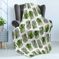 thumbnail image 4 of Vegetable Soft Flannel Fleece Throw Blanket, Graphical Striped Ripe Food Cooking Themed Elements Halved Veggies, Cozy Plush for Indoor and Outdoor Use, 50" x 60", White and Lime Green, by Ambesonne, 4 of 5