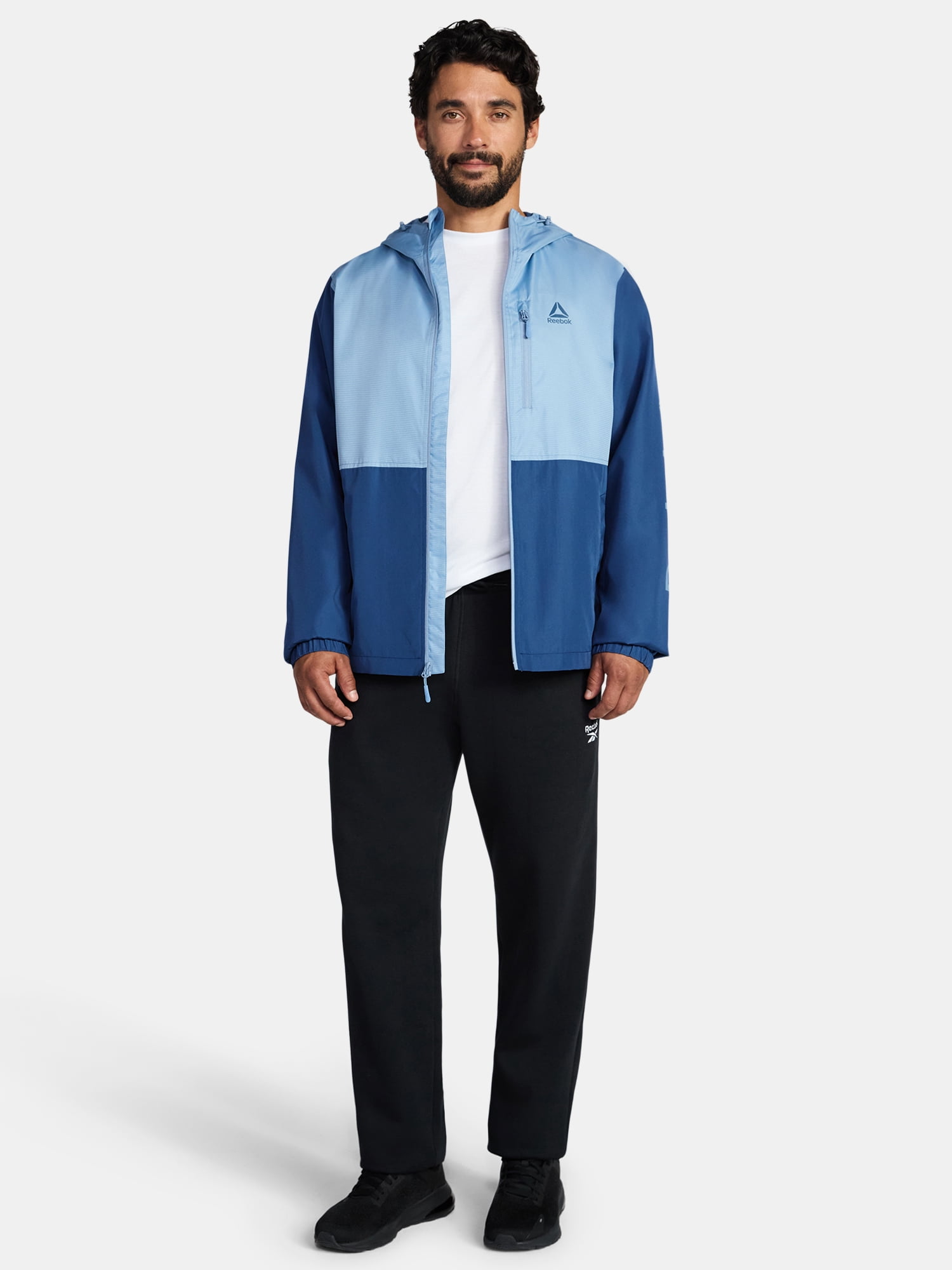 Reebok Men and Big Men's Jersey Lined Windbreaker Jacket with Hood, Lightweight, Sizes S-3XL