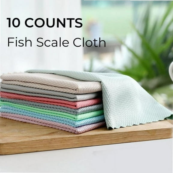 10pcs Magic Cleaning Cloths, streak-free, lint-free for glass, mirror, window, car. Reusable & durable for home & kitchen.