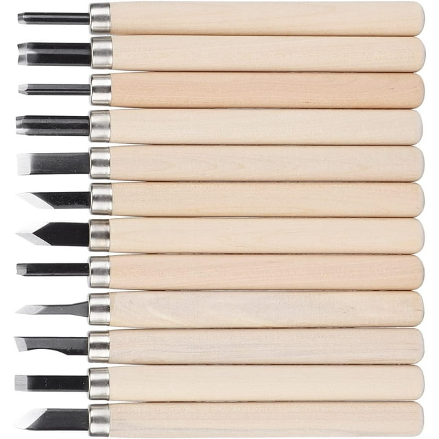 Juego de Herramientas para Tallar Madera, 12 Piezas, Cuchillos Portátiles para Tallar Madera, Jabón, Arcilla, Goma, Calabazas y Bloques de Linóleo
