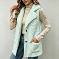 thumbnail image 4 of LUVDA Fleece Lapel Vest for Women - Button Up Sleeveless Warm Jacket with Pockets for Casual Outdoor Fall Winter Layering, 4 of 7