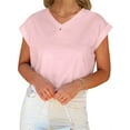 thumbnail image 3 of Summer Short Sleeve Solid Color Women V-Neck Crop Tops Sexy Shirt, 3 of 4
