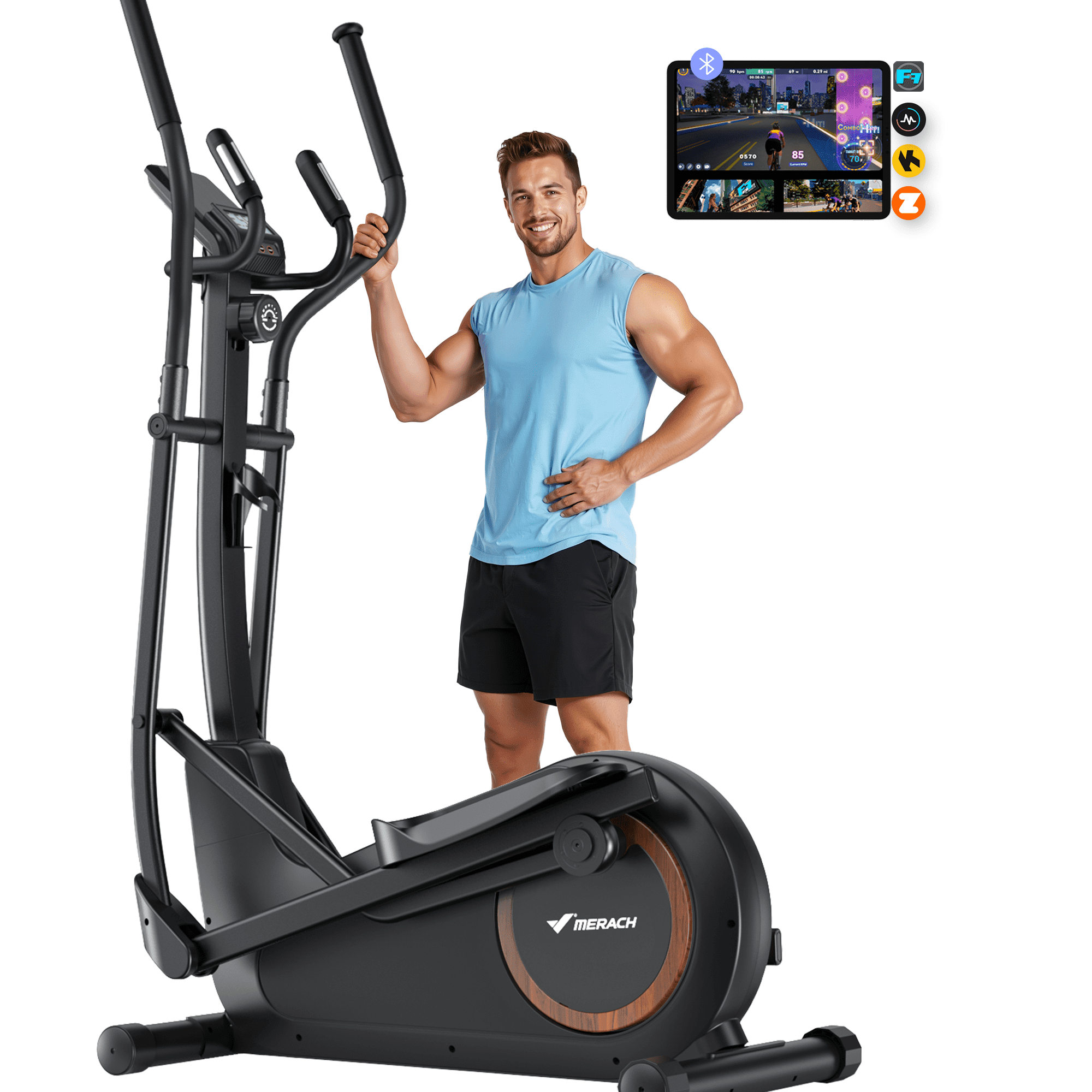 MERACH Elliptical Machine with 16 Resistance Levels, Quiet Home Cardio Fitness Equipment, 16.5"–19" Stride Options