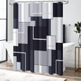 thumbnail image 7 of Navy Blue Fabric Shower Curtain - Geometric Water Repellent Shower Curtain Set 72x72, 7 of 7