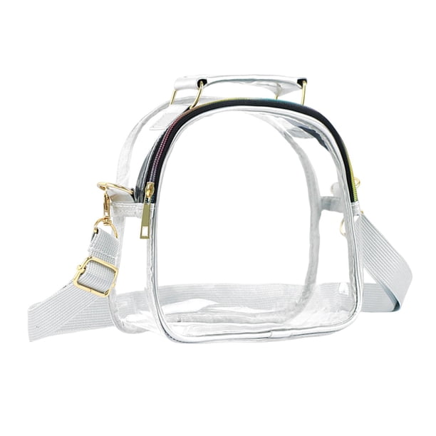 Bolso bandolera transparente para mujer, bolso de hombro de gran capacidad, multiusos, para cosméticos, para exteriores, regalo para gimnasio, cuidado Gris