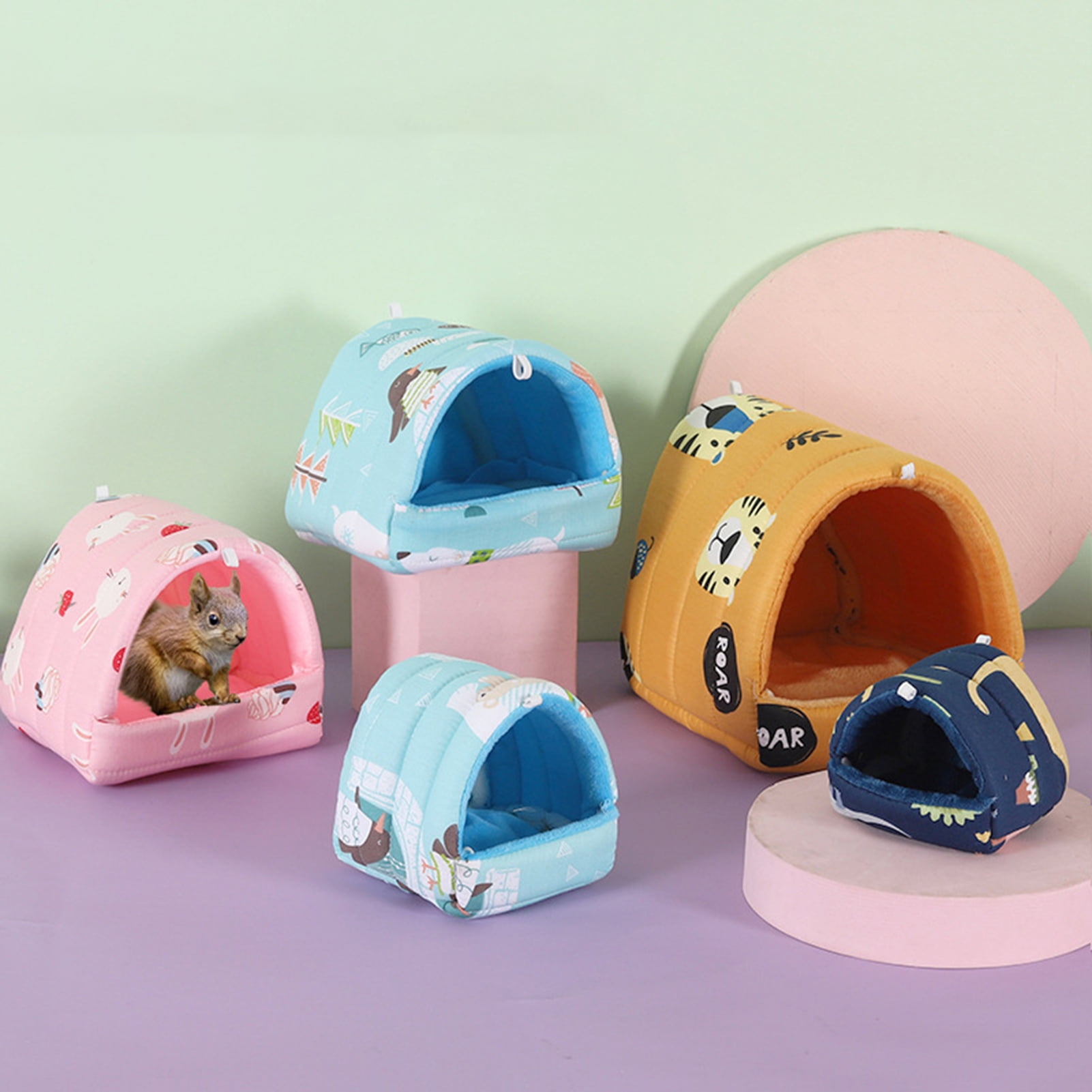 Cheers.US Hammock Soft Hamster House Bed Small Animals Hamster Hanging House Cage Nest Sugar Glider Cage Accessories for Guinea Pig Rat Chinchilla Small Pets Sleeping Playing