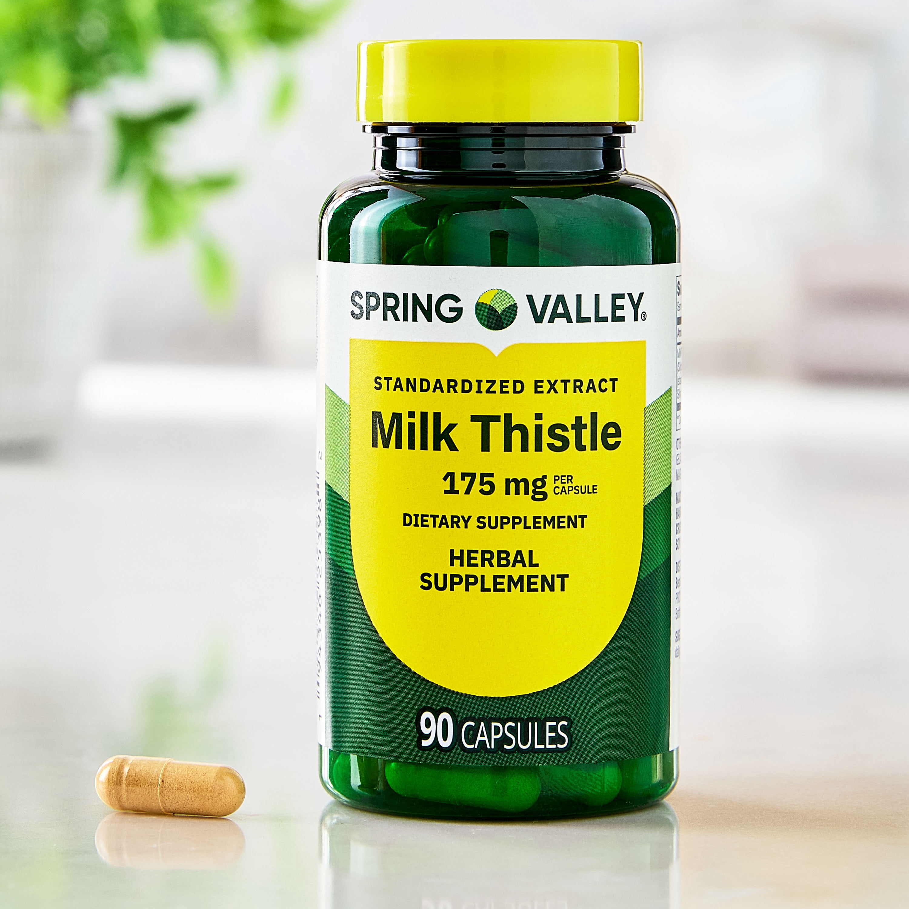 Spring Valley Standardized Extract Milk Thistle Dietary Supplement Capsules, 175 mg, 90 Gelatin Capsules