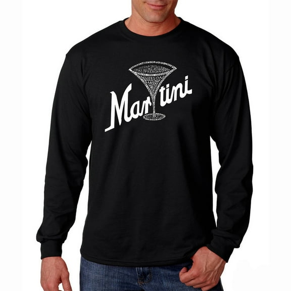 LA Pop Art Men's Word Art Long Sleeve T-shirt - Martini
