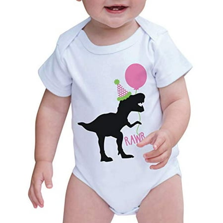 

7 ate 9 Apparel Baby s Dinosaur Birthday Onepiece Pink