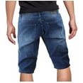 thumbnail image 2 of Men's Faded Wash Denim Distressed Slim Fit Stretch Skinny Jean Shorts (Medium Blue, 38), 2 of 3
