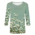 thumbnail image 4 of CYMMPU Blouses for Women Dressy Casual Crew Neck 3/4 Sleeve Summer Trendy Shirts Floral Printed Spring Tops Loose Fit Tunic Tops Lightweight Basic Tees Multicolor XXXXXL, 4 of 5