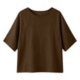 thumbnail image 5 of Ltctricy Womens Cotton Linen Tops Loose Fit 3/4 Sleeve Shirts Crew Neck Basic T Shirts Beach Vacation Clothes, 5 of 5
