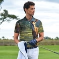 thumbnail image 3 of Balery Peaceful Deer Lily Pond Camisa Polo de Hombre con Estampado, de Manga Corta y Tejido Medio, Camisa Tipo Golf Polo-X-Large, 3 of 6