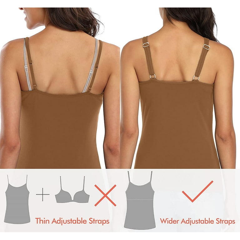 Asoul Women Cotton Camisole With Shelf Bra Wider Adjustable Straps Basic  Tank Tops for lady