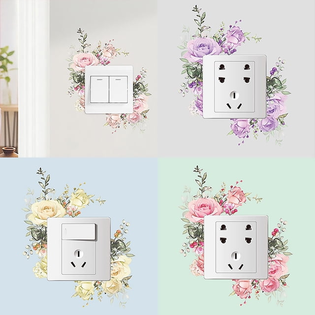 Ganfancp Flores Románticas Pegatinas Hogar Salón Dormitorio Vinilos Decorativos Autoadhesivos Liquidación 1X Pegatinas para Interruptores