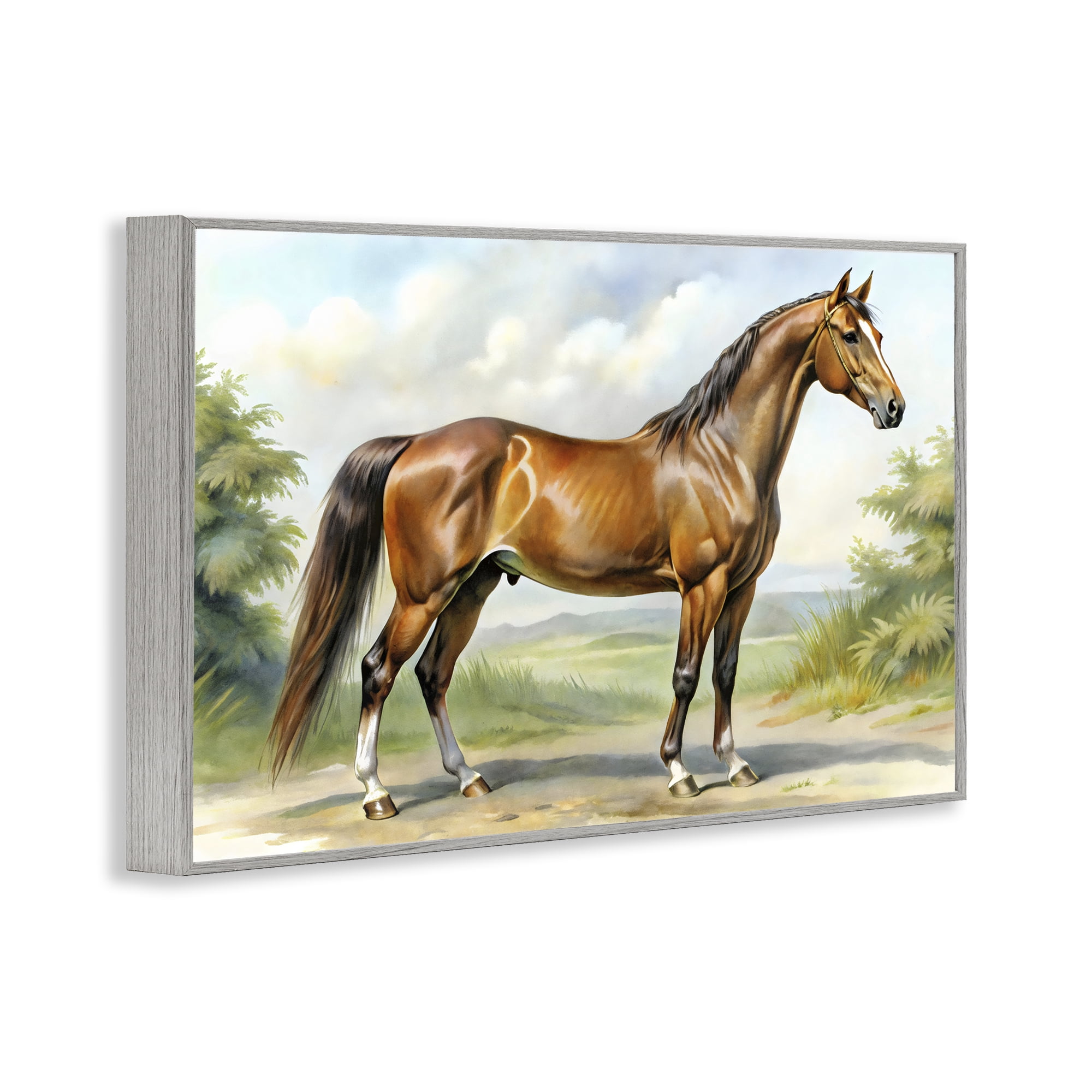 Stupell Industries Majestic Horse in Pastoral Landscape Gray Framed Giclee Art, design by Creative Studio
