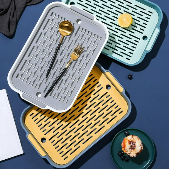 MLINS  Large Dish Drainer with Tray Double Deck Draining Plate