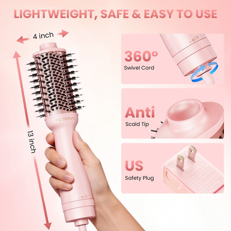 FETERVIC Hair Dryer Brush, 1200W Ionic Titanium photo 5