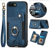 Dteck for iPhone 8 / iPhone 7 / iPhone SE 2022/ iPhone SE 2022 Case Wallet with Card Holder,Ring Stand,Wrist Strap,RFID-Blocking PU Leather Protective Magnetic Flip Cover, Blue