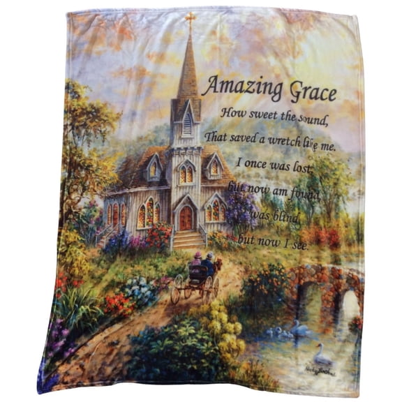 Amazing Grace Inspirational Plush Throw Blanket 50"x60"