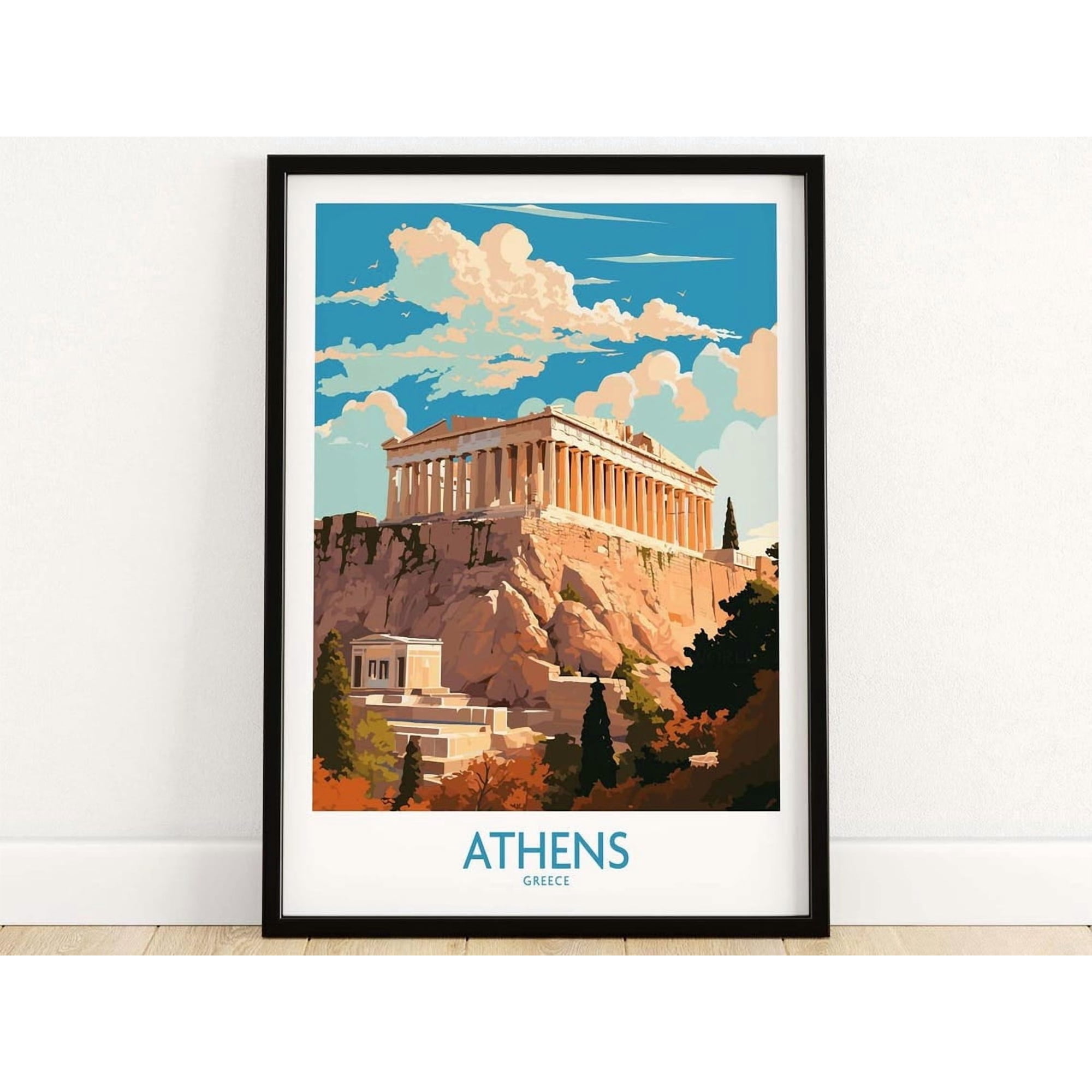 Athens Travel Illustration Poster Travel Inspired Home Office And Gallery Wall Decor