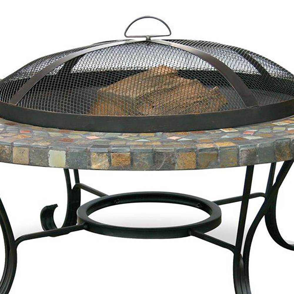 UniFlame 36" Wood Burning Slate & Copper Tile Wrought Iron Fire Pit | WAD931SP - image 3 of 5