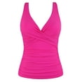 thumbnail image 7 of Firpearl Hot Pink Underwire Tankini Swimsuit for Big Busted Women Twist Front Bathing Suit Tops Push Up Swim Top US12, 7 of 7