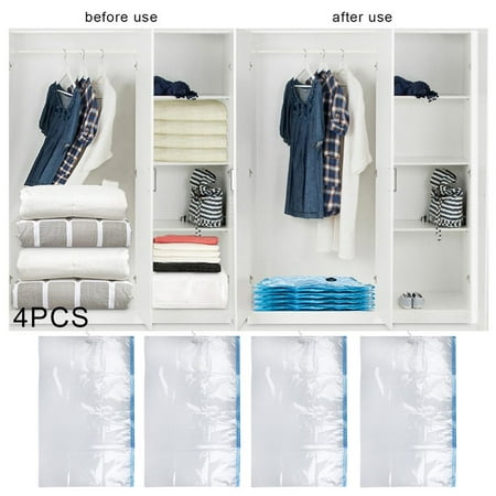 4 Pcs Vacuum Seal Hanging Bag Clothing Storage Bags