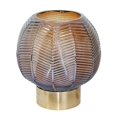 thumbnail image 1 of Benjara BM217168 Vase en Verre de Forme Bombée avec Base Ronde en Métal&44; Brun & Or, 1 of 1