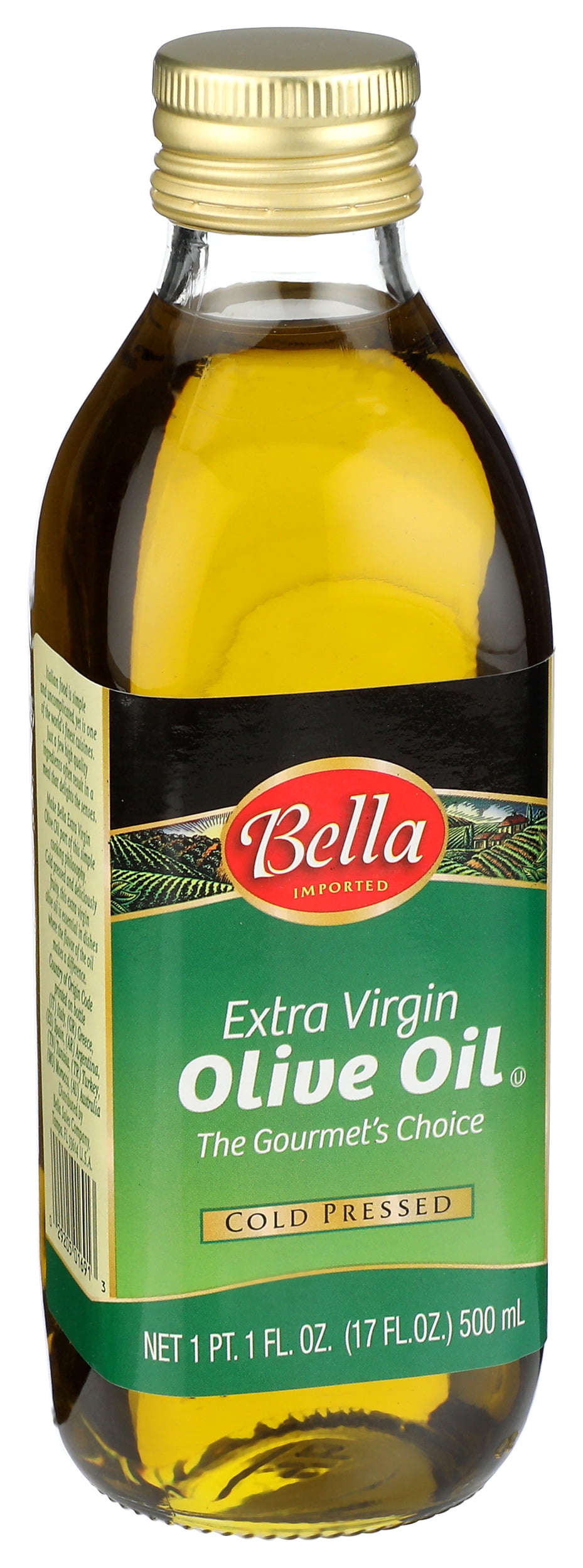 Pack of 8, Bella Cold Pressed Extra Virgin Olive Oil, 17 oz