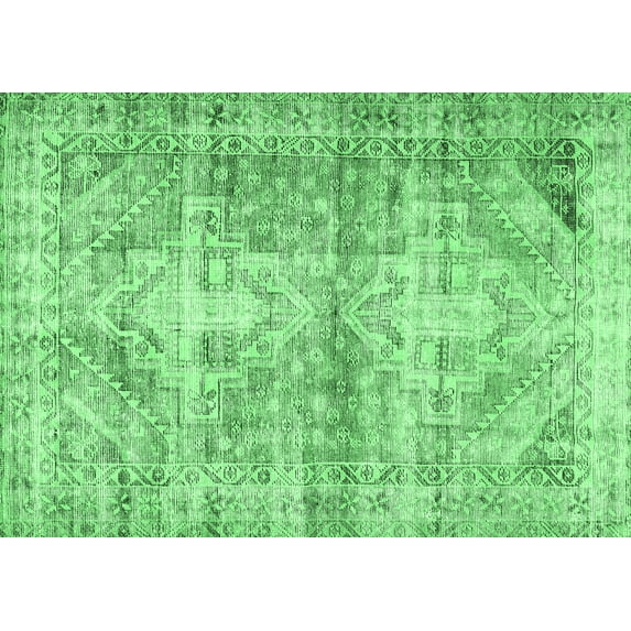 Ahgly Company Indoor Rectangle Persian Emerald Green Traditional Area Rugs, 5' x 8'
