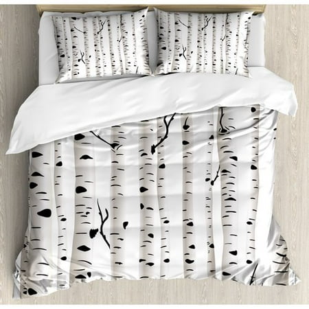 Ambesonne Birch Tree Duvet Cover Set Walmart Com