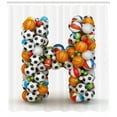 thumbnail image 3 of Ambesonne Letter H Shower Curtain, Gaming Balls Sports, 69"Wx84"L, Multicolor, 3 of 3